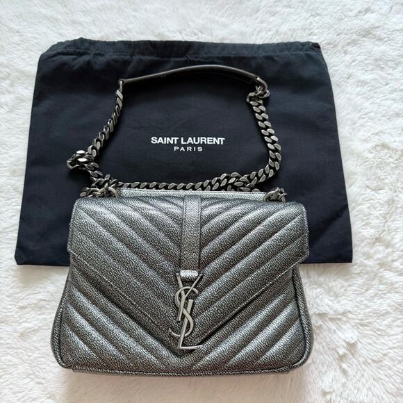 Saint Laurent Classic College Bag Matelasse Chevron Leather Medium Authentic - Picture 15 of 16